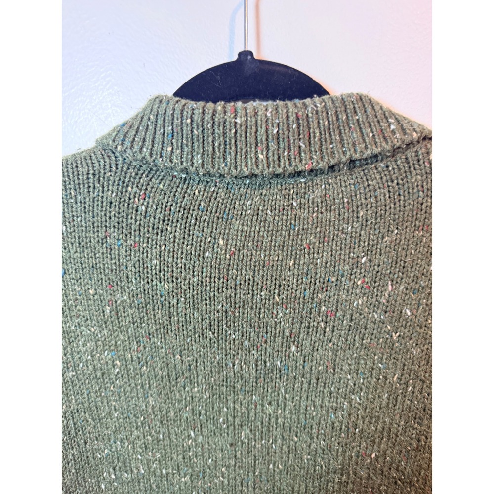 Crazy Horse Liz Claiborne Sweater Green Speckled Knit Zip‎ Up Collared  Size L - Picture 7 of 8